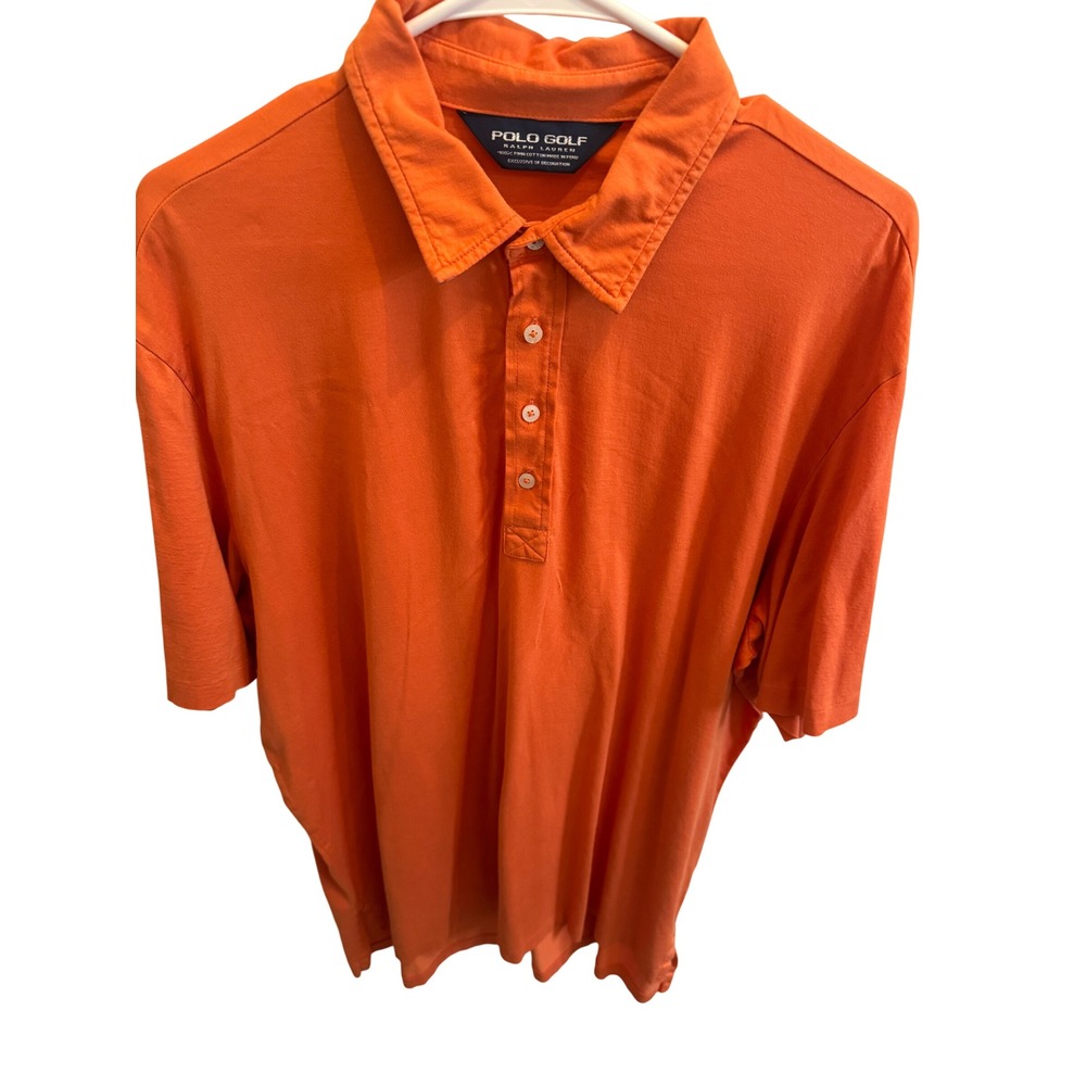 Polo Golf Ralph Lauren Orange Pima Cotton Polo Shirt Mens XL Gingham
